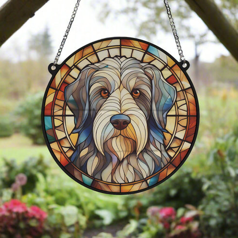 Bearded Collie Stained Glass Effect Suncatcher
